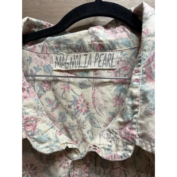 Magnolia Pearl Floral Pattern Tora Shirt One Size Women's 100% Cotton